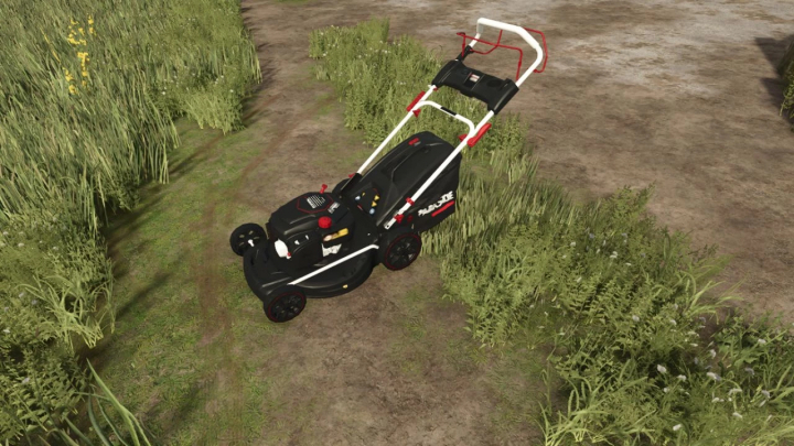 fs25-mods,  Parkside Mower mod for FS25 depicted on grass path. Farming Simulator 25 mods enhance gameplay.