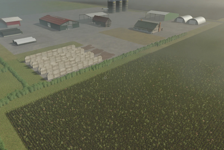 fs25-mods, FS25 Richmond Map v2.2.0.0 mod showcasing farm layout with fields and buildings.