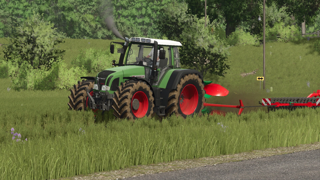 FS25 mod Agromasz Packer Pack v1.0.0.0 shows a tractor using a packer on a green field.