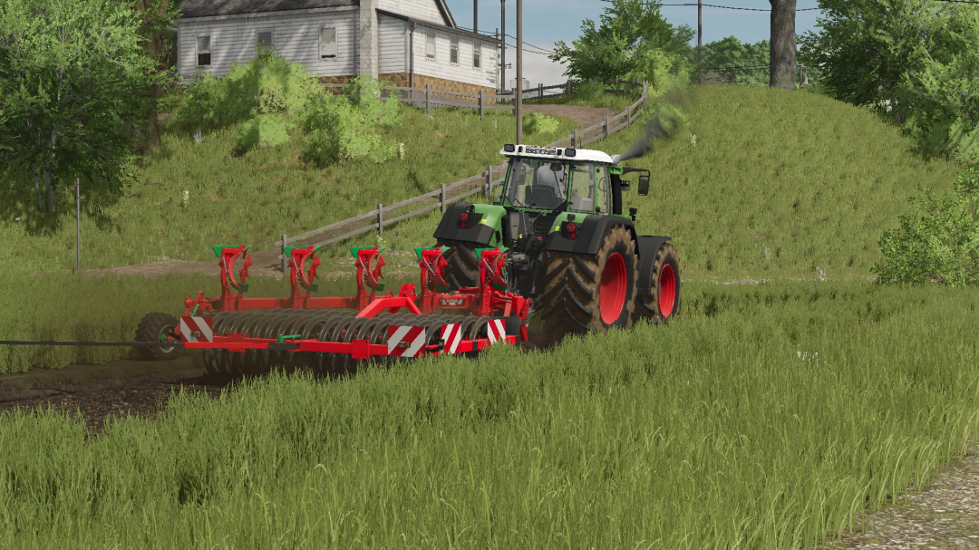 FS25 mods: Agromasz Packer Pack v1.0.0.0, featuring a tractor with a red packer in a lush field environment.