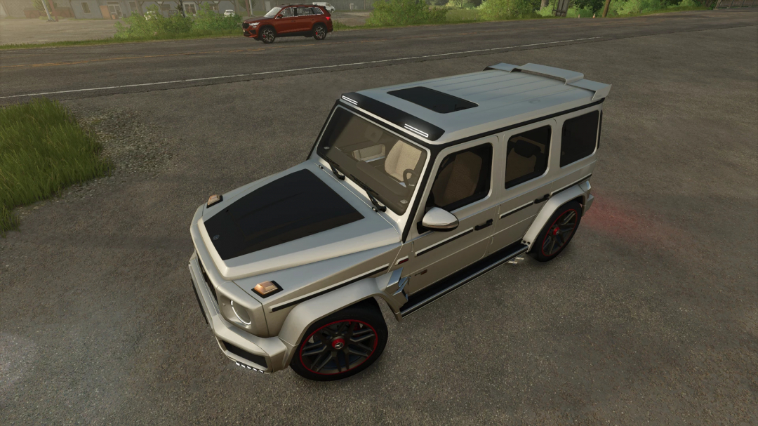 Brabus G800 mod in Farming Simulator 25, showcasing a luxury off-road vehicle on a dirt road. FS25 mods.