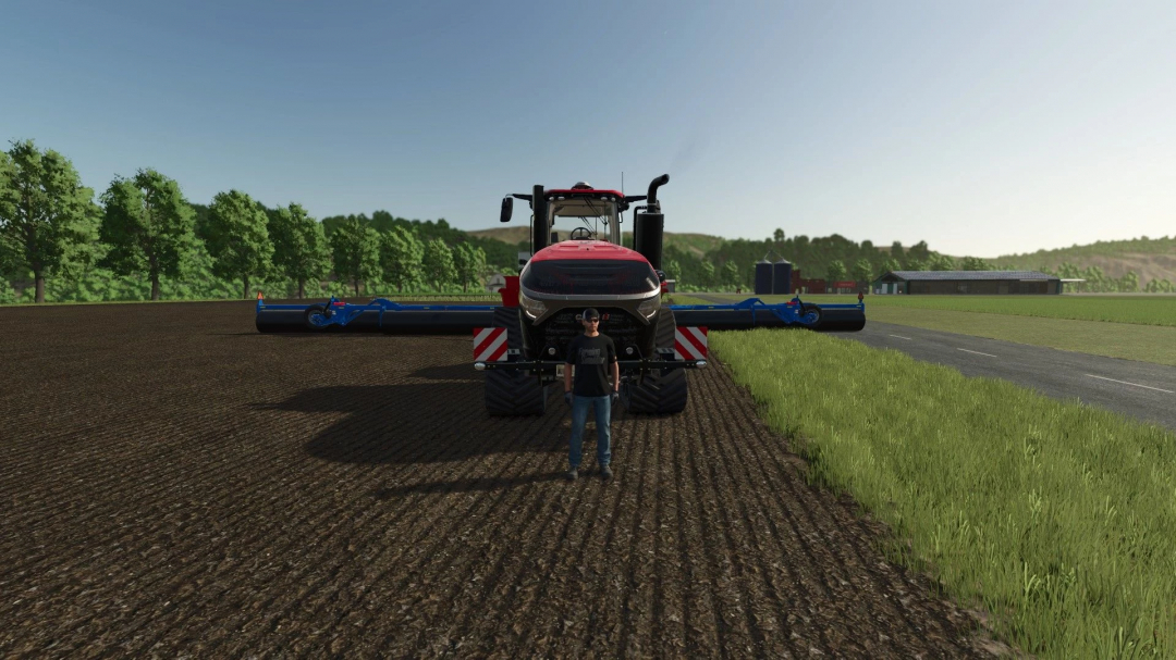 FS25 mod Brandt 591A Edit v1.0.0.0, features a farmer with a red tractor in a field, showcasing Farming Simulator 25 mods.