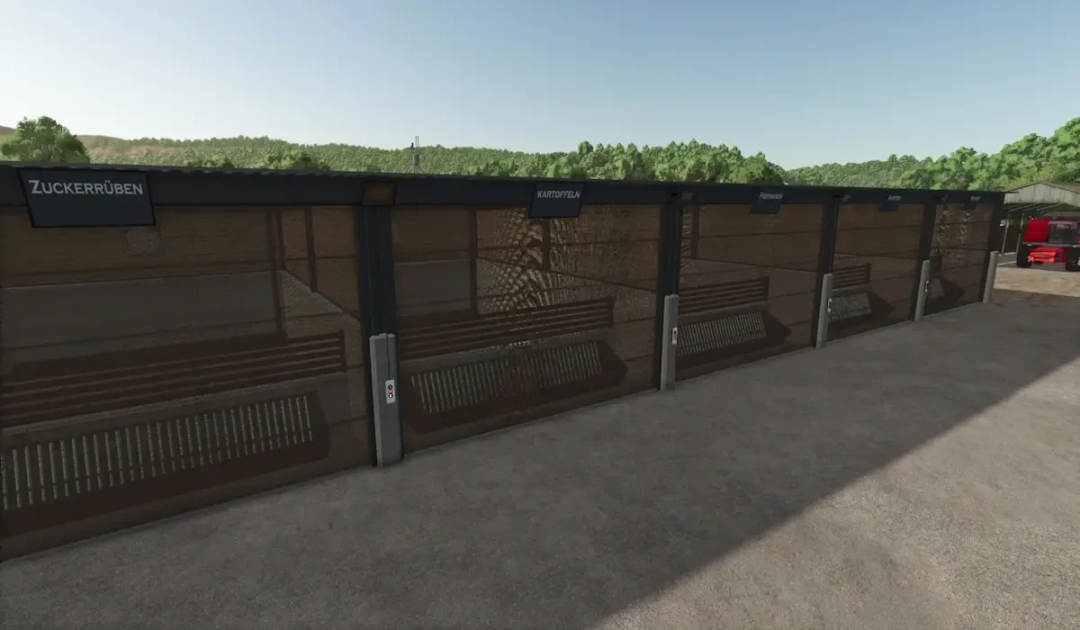 Bulk storage units for various crops in FS25 mod BulkHall v1.3.0.0.