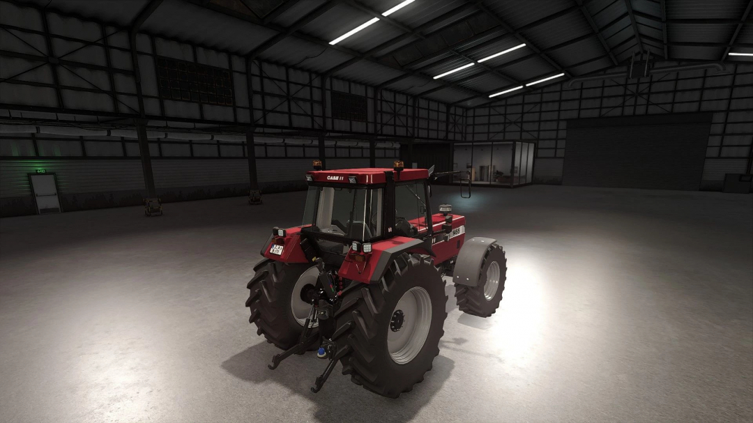 Case IH 1455 XL Turbo tractor in a farm warehouse, FS25 mod.