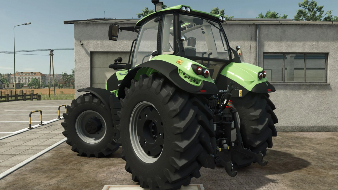 Deutz Fahr Series 7 tractor mod for FS25 parked outdoors.