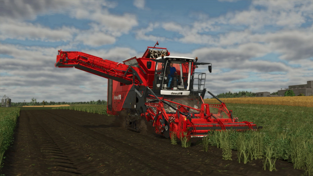 Dewulf Kwatro harvester mod in FS25 farming field.