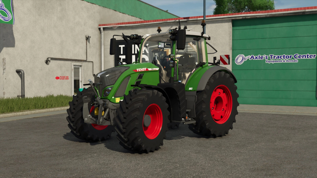 Fendt 700 Vario Gen6 tractor mod in FS25 displayed at dealership.