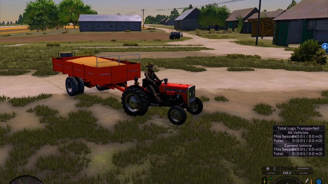 FS22 mod HERCULANO Agricultural Trailer v1.0.0.0 towed by a tractor, showcasing farming operations in Farming Simulator 22.