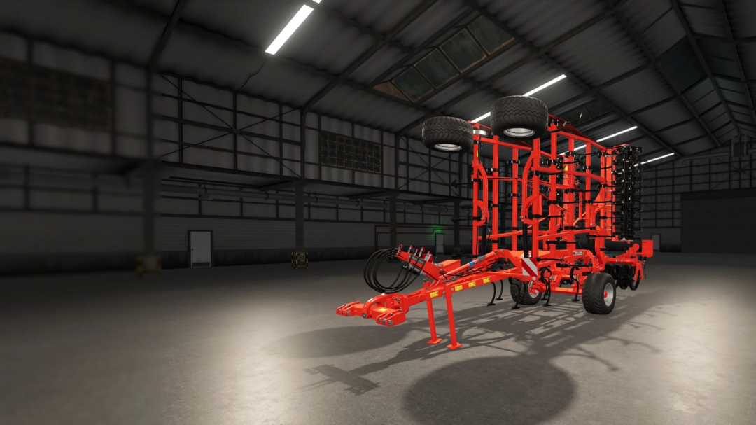 Kuhn Prolander MPC mod for Farming Simulator 25, showcasing the machinery in a large industrial garage.