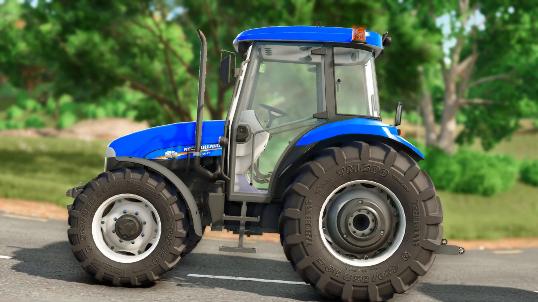 New Holland TD85 tractor mod for FS25, displayed in a farm setting.