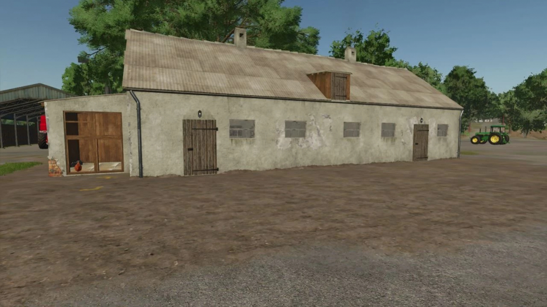 Old farm building in FS25 mod Pack of 3 Old Enclosures with a rustic look. Ideal for creating authentic farms. Farming Simulator 25 mods.