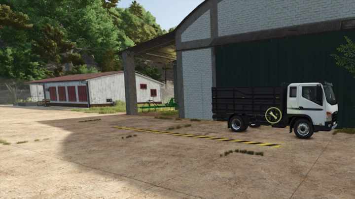 fs25-mods,  FS25 mod Addable Triggers v1.0.0.0 showing a truck and farm buildings.