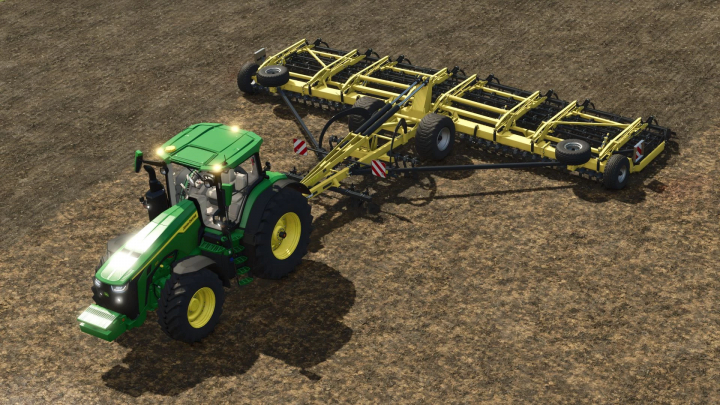 fs25-mods,  FS25 mod Bednar Swifter 12000 v1.0.0.0 attached to a tractor on a field.