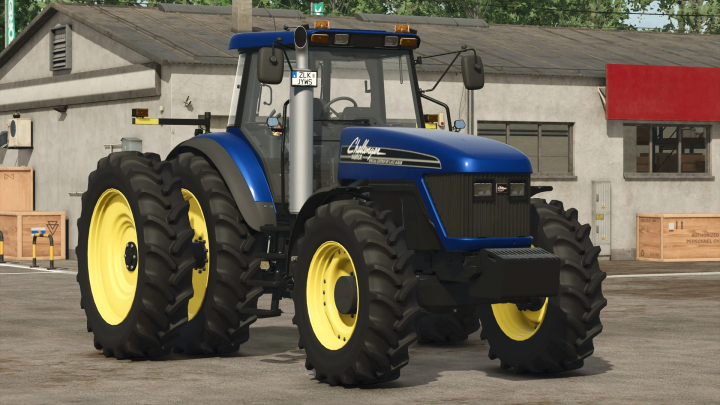 fs25-mods, Challenger MT635/665 tractor mod for Farming Simulator 25, featuring dual rear wheels, parked in front of a warehouse.