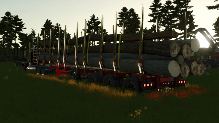 fs25-mods, EXP25 Manac Powerwing mod trailer transporting logs in FS25.