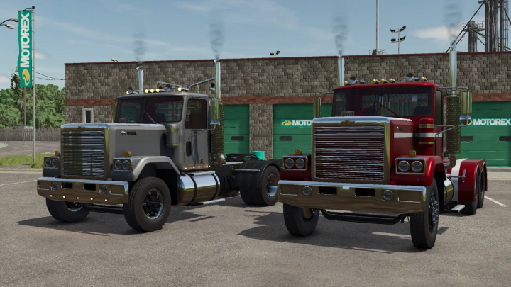 fs25-mods,  FS25 mod Chevy Bison trucks in a parking lot. Farming Simulator 25 mods showcase.