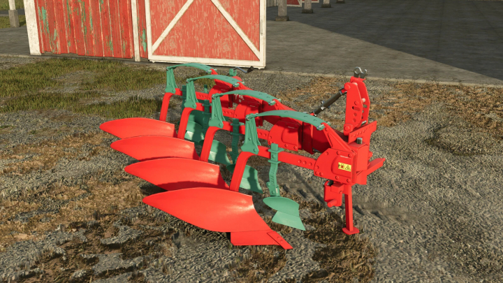 fs25-mods,  Kverneland AB 85 plow mod for Farming Simulator 25, shown near a barn.