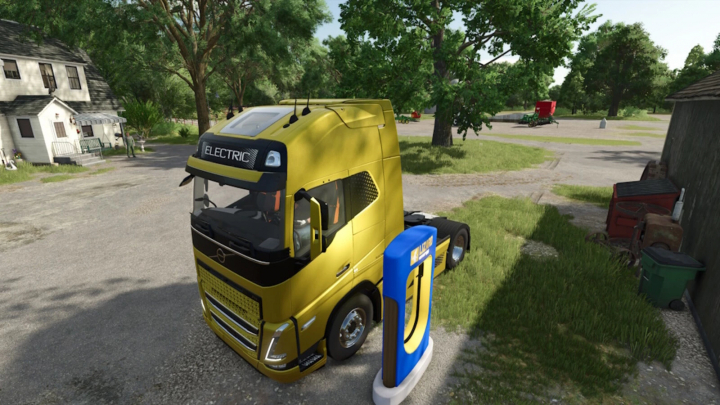 fs25-mods,  Electric truck at Lizard Super Fast Charging Station in FS25 mod.