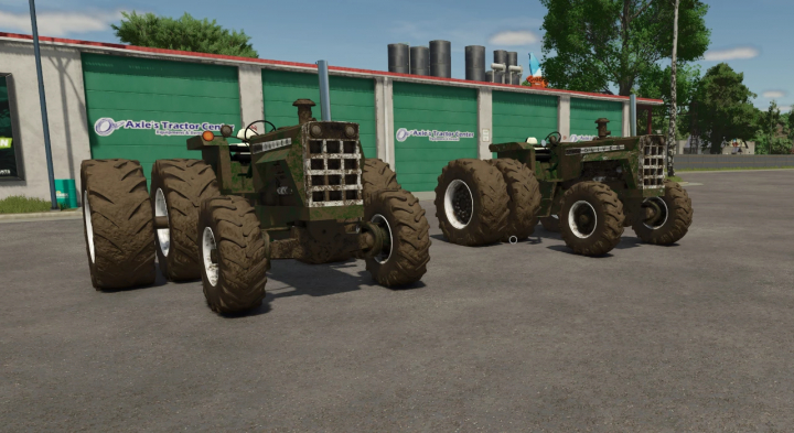 fs25-mods,  Two Oliver 2255 tractors parked in Farming Simulator 25 mod, showcasing rustic design and dual rear wheels.