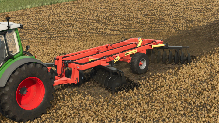 fs25-mods,  RAU ONYX v1.0.0.0 mod in FS25, showing a tractor with plow on harvested field.