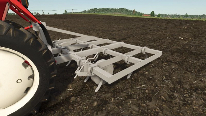 fs25-mods,  FS25 mod Small Cultivator 2.7m v1.0.0.0 in use on farmland, showcasing farming equipment detail.