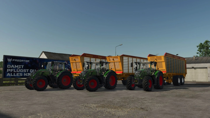 fs25-mods,  Veenhuis SW Pack 400/450/500 mod showcased in FS25 with tractors and trailers.