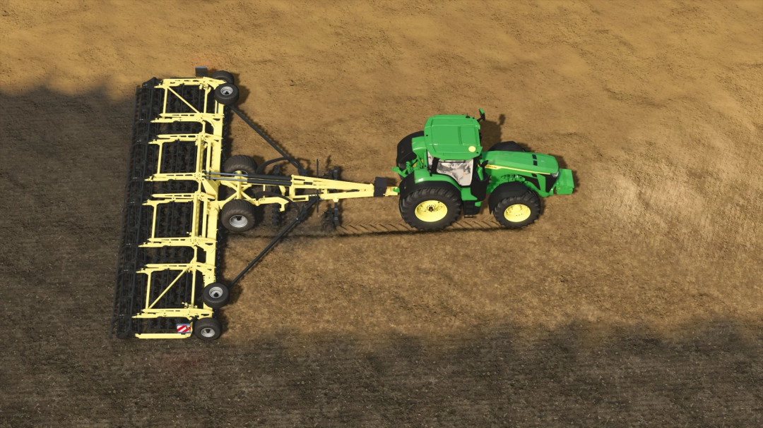 FS25 mod Bednar Swifter 12000 v1.0.0.0 in use on a field. The image shows a green tractor pulling the implement.