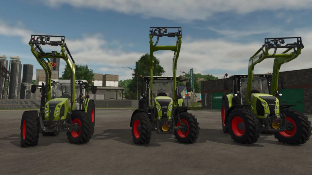 FS25 mods: Three Claas Arion tractors with front loaders in Farming Simulator 25, mod pack v1.0.0.0.