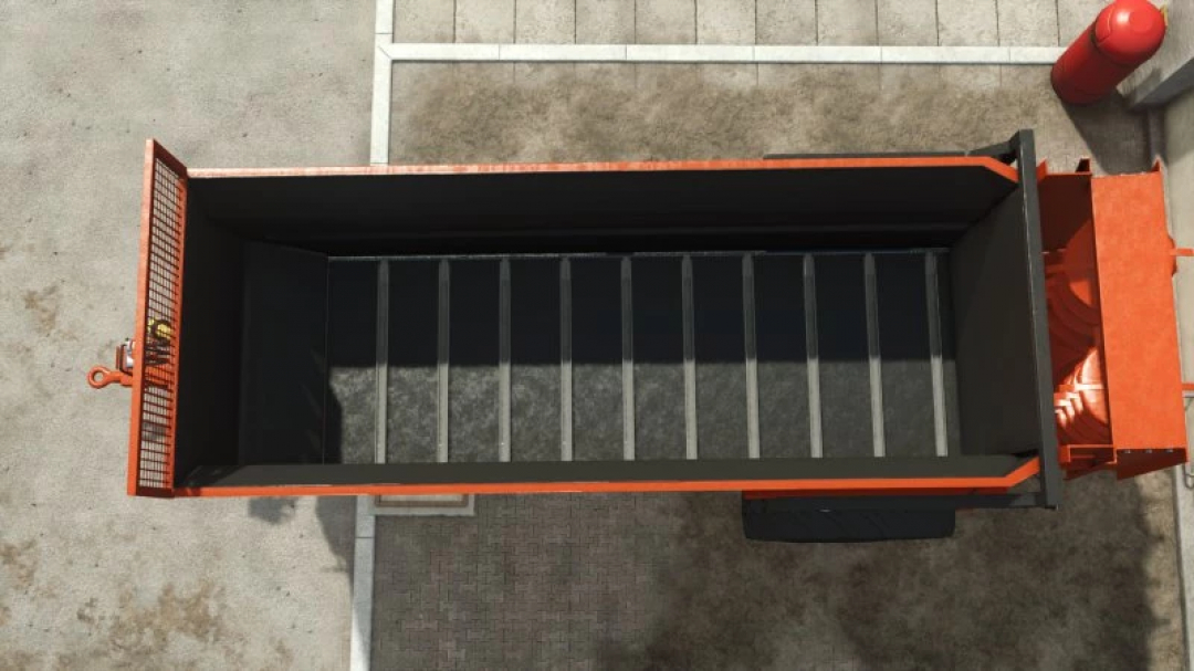 Top view of FS25 Lizard 900 mod, a large open trailer for Farming Simulator 25 mods.