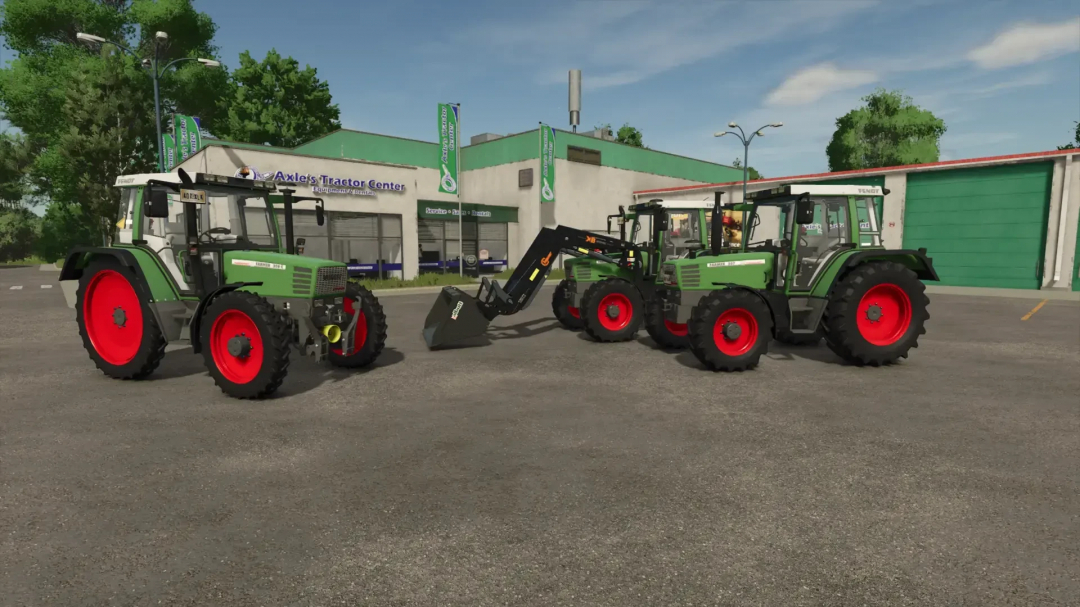 FS25 mods Fendt Farmer 307-309 E/C tractors at Axle's Tractor Center in Farming Simulator 25.