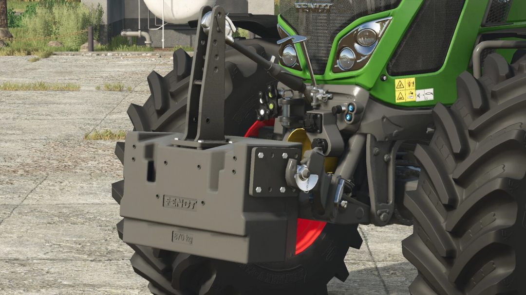 Close-up of Fendt Weight Package in FS25 mod, showing detailed tractor attachment and design.