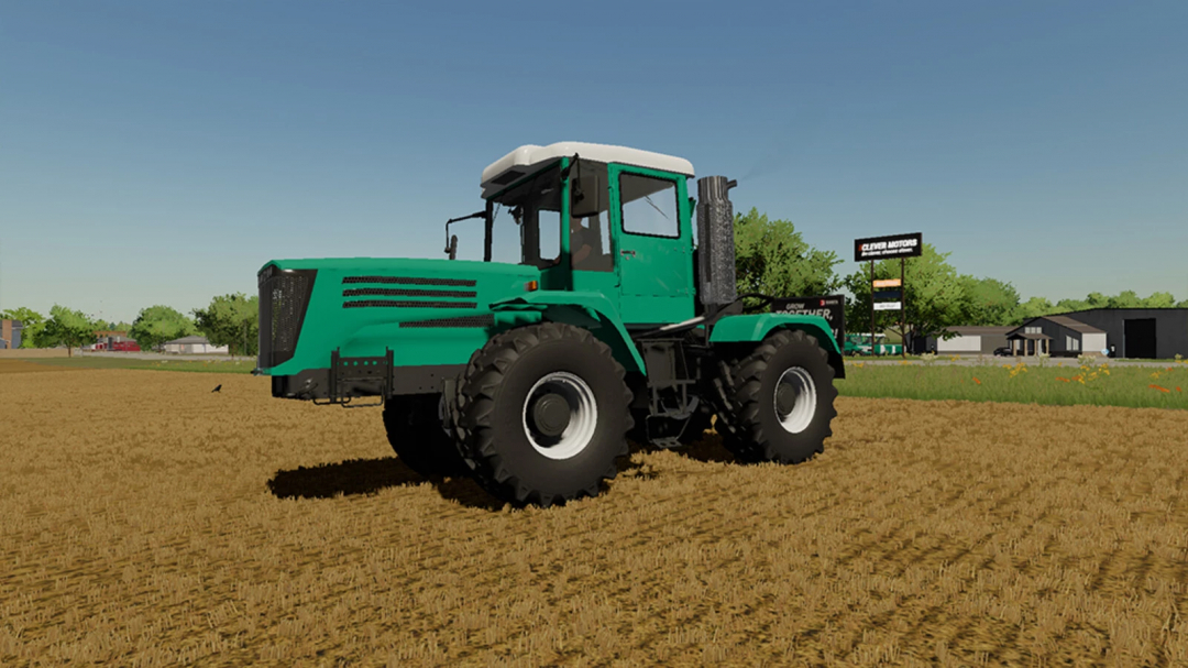 FS22 mod HTA 250 tractor in green in a field, Farming Simulator 22.