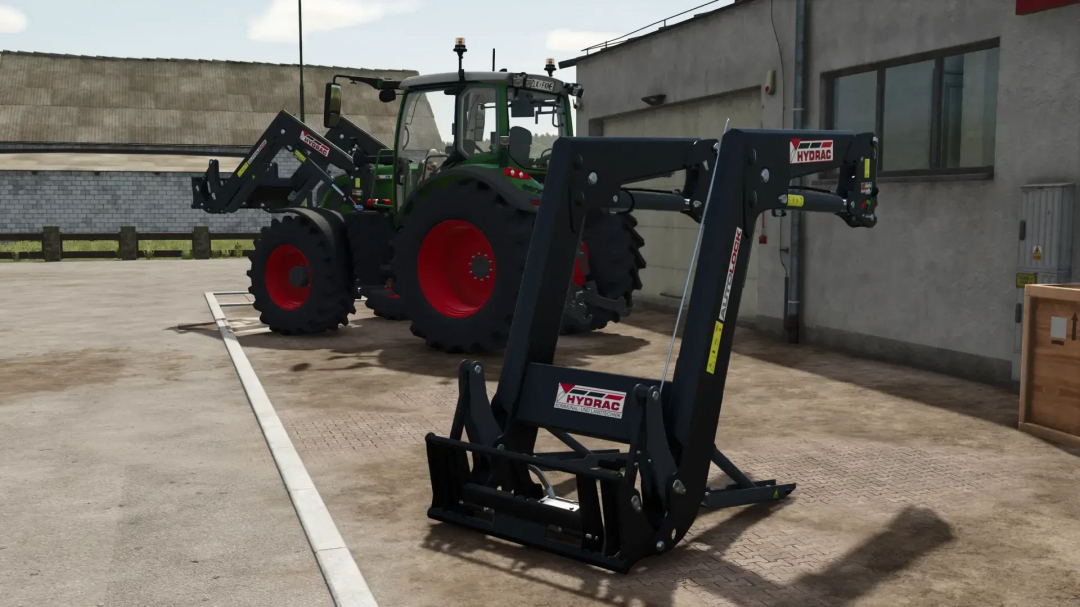 HYDRAC 2200XL Frontlader mod in Farming Simulator 25 near a tractor.