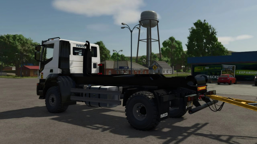 Iveco X-Way ITRunner truck mod in Farming Simulator 25 parked in a town setting.