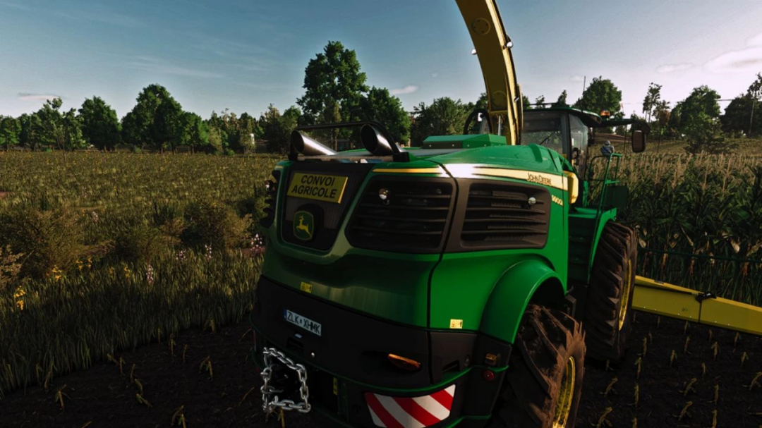 FS25 mods: John Deere 9000 Series in a field, showcasing Farming Simulator 25 mod v1.0.0.0.