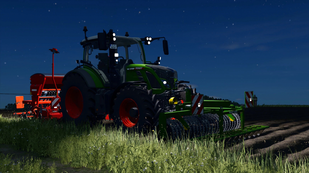 Farming Simulator 25 mod Kerner FP 300 v1.0.0.1 showcasing a tractor working at night.