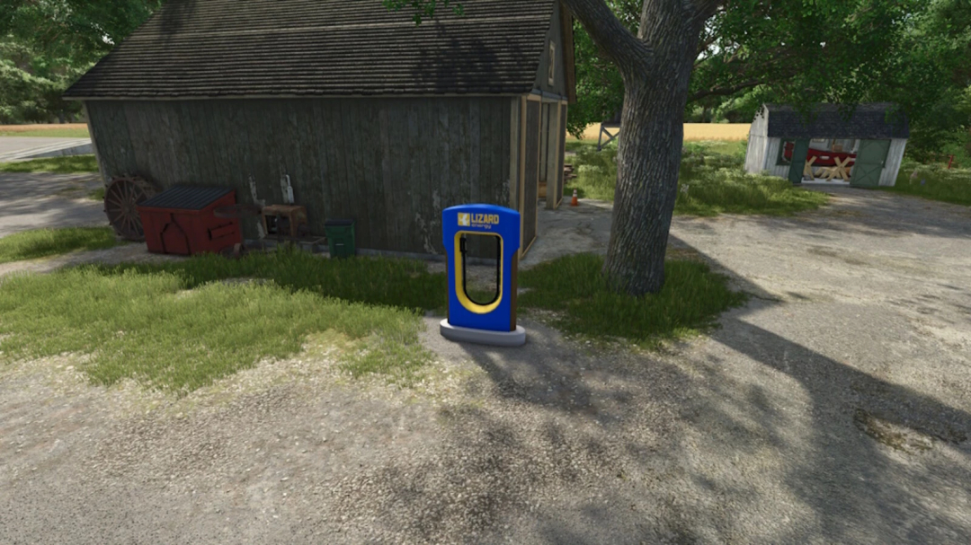 Lizard Super Fast Charging Station mod for Farming Simulator 25 in a rural setting.