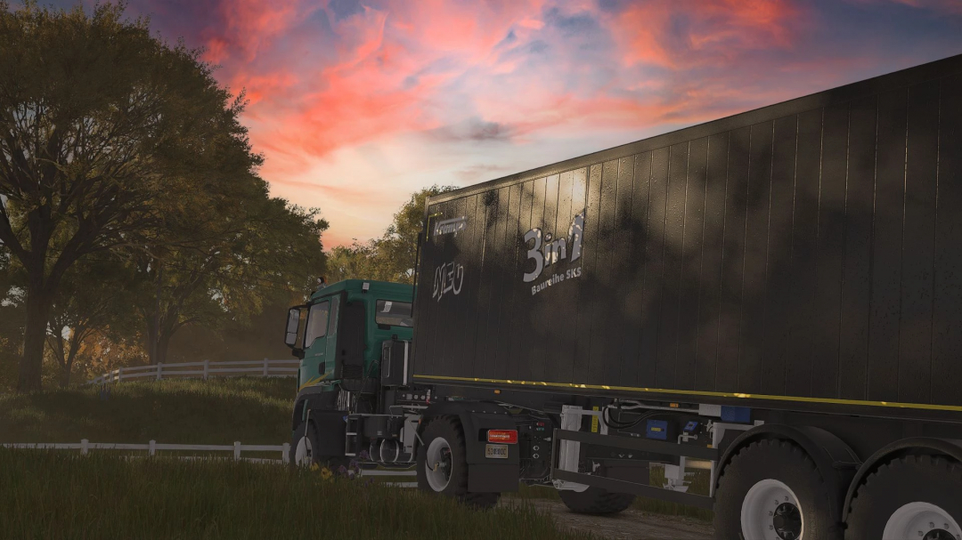 FS25 mod Man TGS AGRI truck at sunset