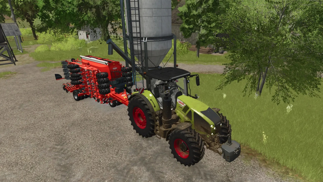 FS25 mod: Multi Sales Station v1.0.0.0 featuring a tractor with farming equipment in a rural setting.