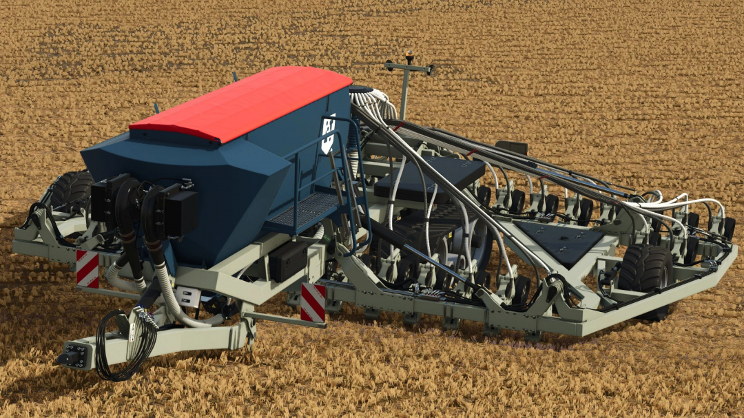 FS25 Novag T Force Plus 950 mod in a field, showcasing detailed machinery design.