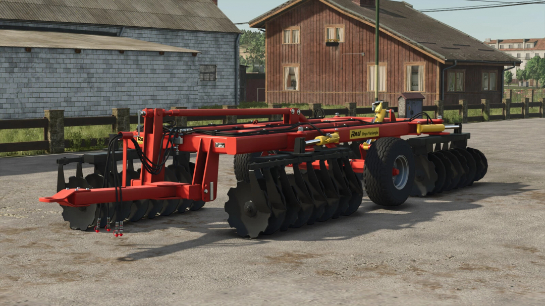 RAU ONYX cultivator mod for Farming Simulator 25 on a farmyard.