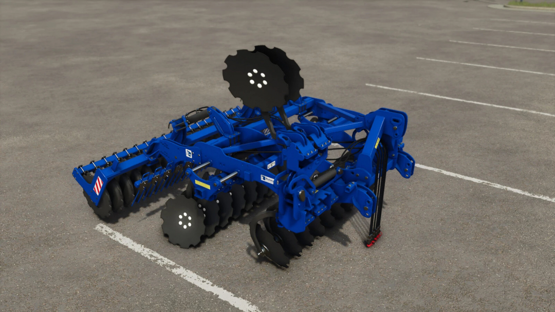 Rolmako U671 disc harrow mod for Farming Simulator 25, featuring a blue design and multiple discs.