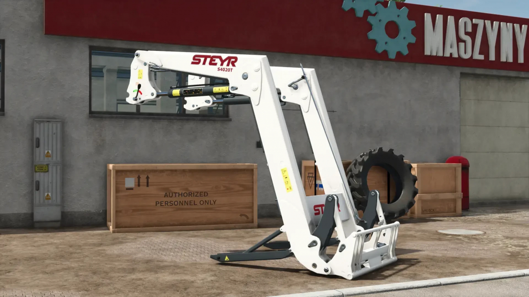 The Steyr S4020T Frontlader v1.0.3.0 mod for FS25 shown in a workshop setting.