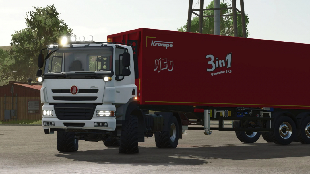 FS25 mod Tatra Phoenix 4x4 with Krampe trailer in Farming Simulator 25.