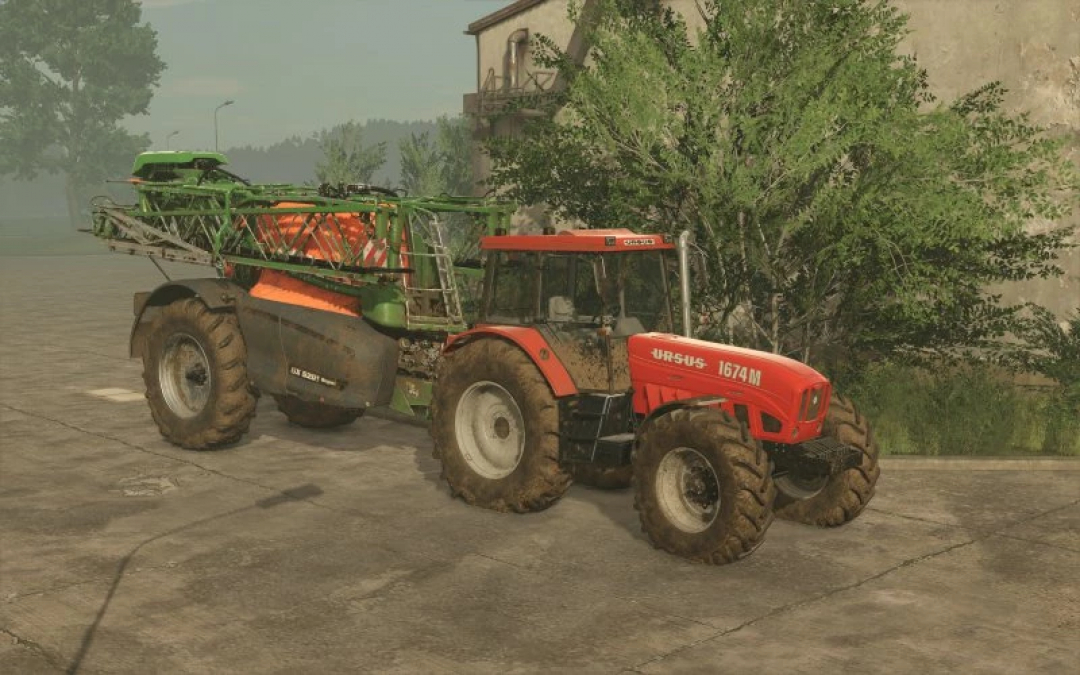 Ursus 1674 tractor with sprayer in FS25 mods, Farming Simulator 25.