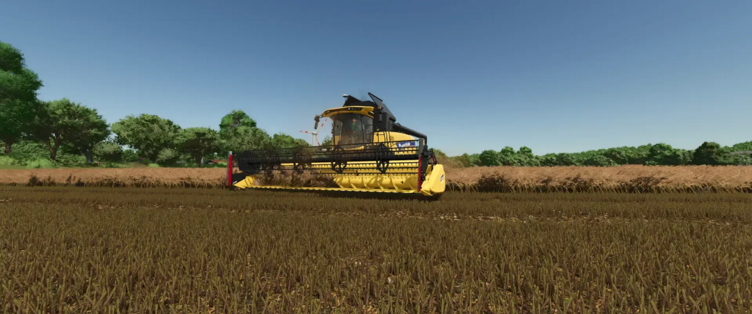 FS25 mods: Claas & New Holland Varifeed 28ft v2.0.0.0 harvester in a field.