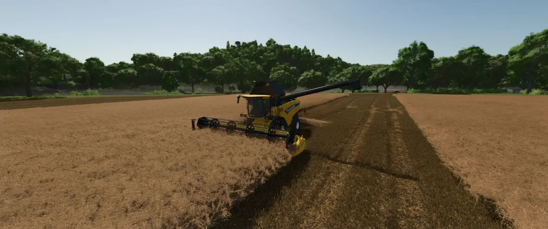 FS25 mod Varifeed 28ft Claas & New Holland v2.0.0.0 combine harvester in field.