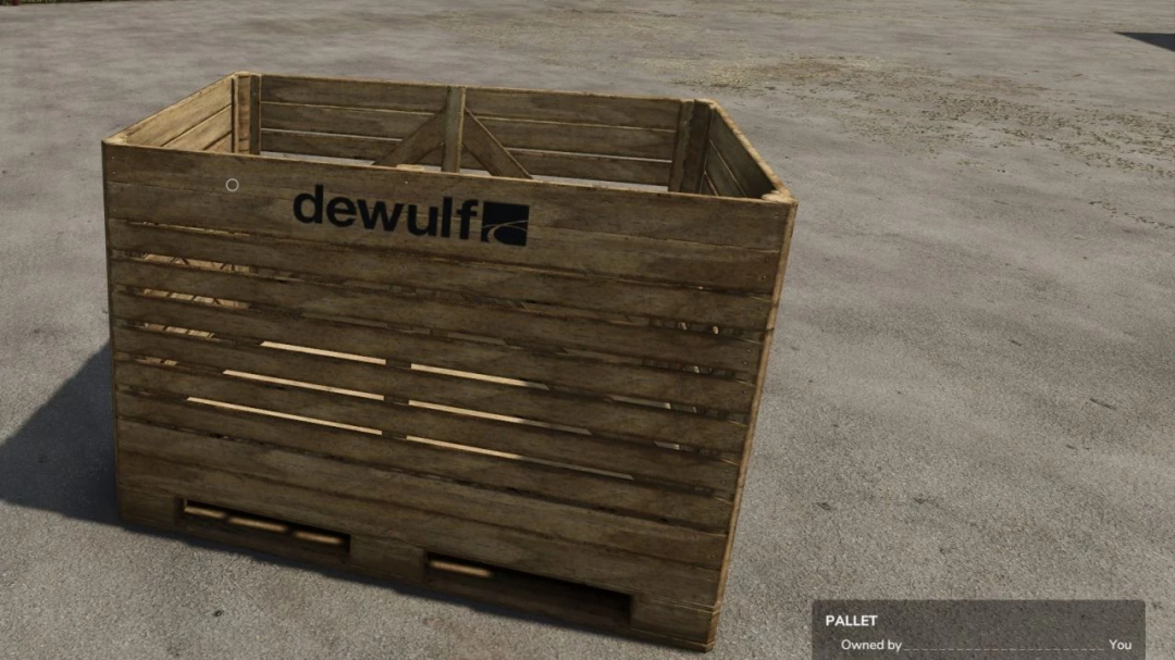 Wooden pallet for vegetables in FS25 mod Vegetable Pallet 20000L v1.0.0.0.