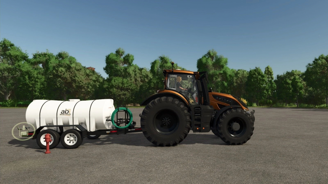 Tractor with water trailer in FS25 Water Pack mod, Farming Simulator 25.