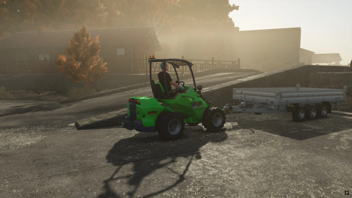 fs25-mods,  FS25 mod AVANT Series v1.0.0.0 showing a green utility vehicle with trailer in Farming Simulator 25.